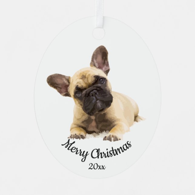 Dated Christmas  French Bulldog Dog Pet Metal Tree Decoration (Front)