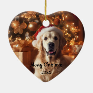Dated Christmas Golden Retriever Dog Pet Ceramic Tree Decoration