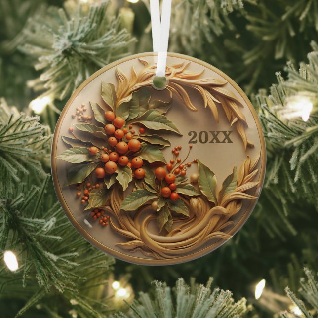 Dated Christmas Holly Berry Ornament (Insitu)