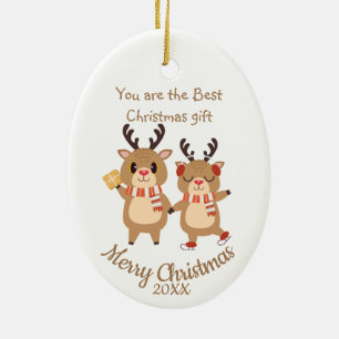  Dated Christmas Reindeers Partners Spouse  Ceramic Tree Decoration