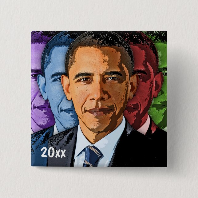 Dated Collectable Barack Obama Keepsake Souvenir 15 Cm Square Badge (Front)