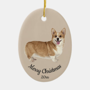 Dated Custom Photo Christmas Corgi Dog Pet Ceramic Tree Decoration
