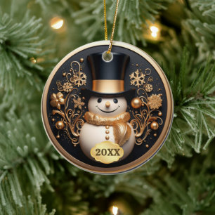 Dated Cute Snowman Christmas Ornament