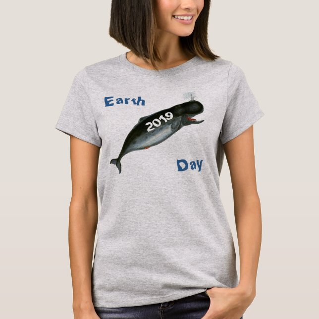 Dated Earth Day Whale T-shirt (Front)