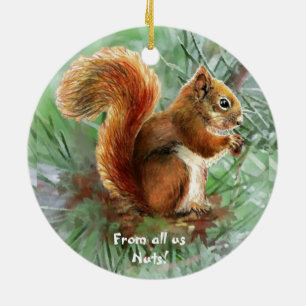 Dated From all us Nuts Christmas Squirrel Fun Ceramic Tree Decoration