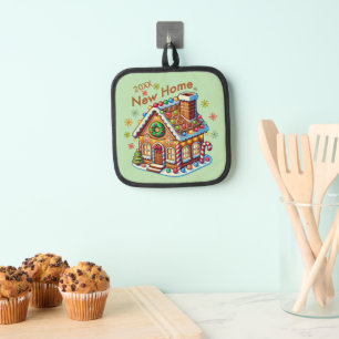 Dated New Home Gingerbread House Pot Holder