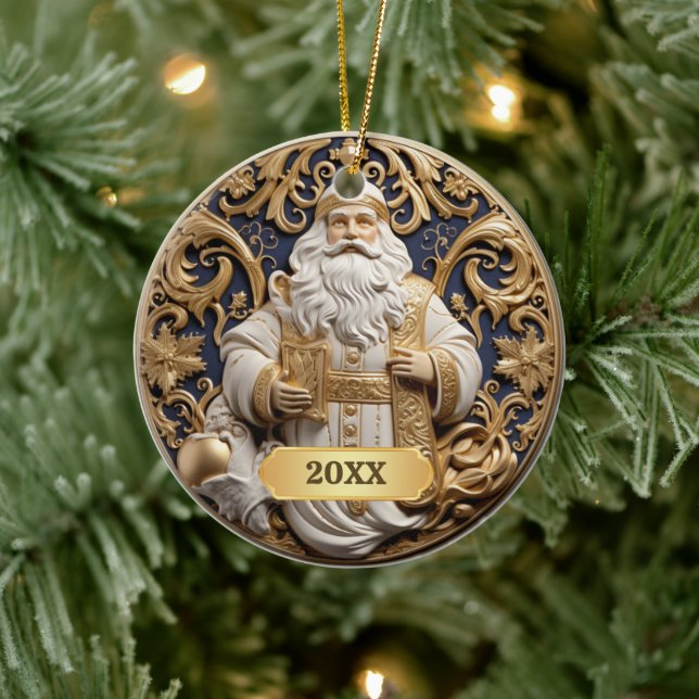 Dated Santa Claus Christmas Ornament (Tree)