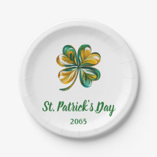 Dated St. Patrick's Day Shamrock Paper Plate