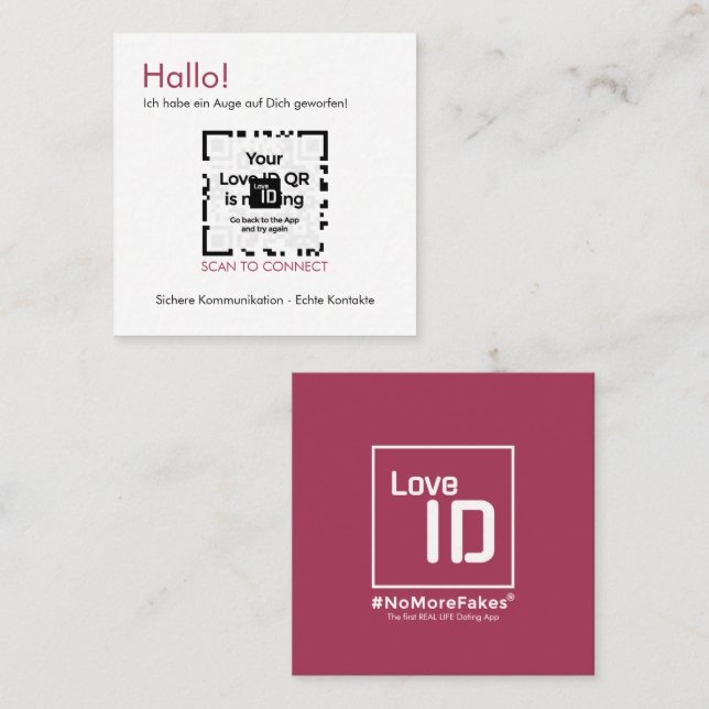 Dating Card - RED - QR - PURE Collection (Front/Back)