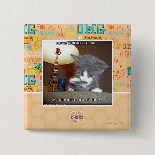 Dats one small step fur me 15 cm square badge (Front)