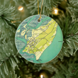 Daufuskie Island SC Map Ceramic Tree Decoration