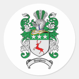 DAUGHERTY FAMILY CREST -  DAUGHERTY COAT OF ARMS CLASSIC ROUND STICKER