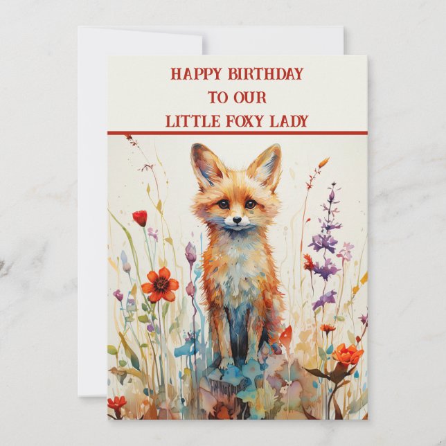 Daughter 10th Birthday Abstract Fox Holiday Card (Front)