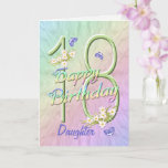 Daughter 18th Birthday Butterfly Garden Card<br><div class="desc">A rainbow of colours, pink flowers and lavender butterflies fills this girls 18th Happy Birthday card with joy for daughter. Front name and inside verse may be personalised using the template provided. You may also enjoy the matching gifts and other products available in my store. Original design by Anura Design...</div>