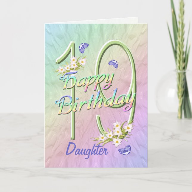 Daughter 19th Birthday Butterfly Garden Card (Front)