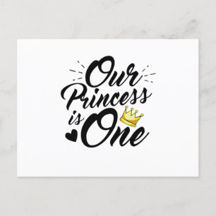 Daughter 1st Birthday Moms Dads Princess Announcement Postcard