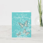 Daughter 40th birthday butterflies card<br><div class="desc">Personalise this card for an extra special touch to suit your needs. Three butterflies on damask style background birthday card, for your Daughter on her 40th or change the year on the card to suit your birthday years. Artwork is adapted from an original inked sketch of swallowtail, painted lady and...</div>