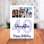 Daughter 40th Birthday Purple Script Photo Collage Card<br><div class="desc">Put a smile on a face with this personalised 40th birthday modern script photo collage card for your daughter. - Simply click to personalise this design 🔥 My promises - This design is unique and is designed with you in mind 🙏 Thank you for supporting my small business - If...</div>