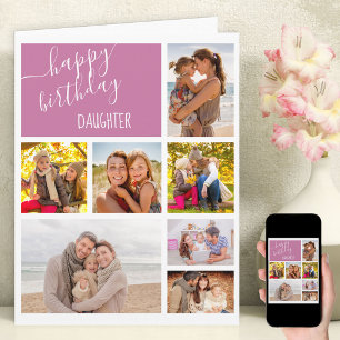 Daughter 7 Photo Collage Personalised Birthday Card