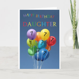Daughter, 7th happy balloon birthday card