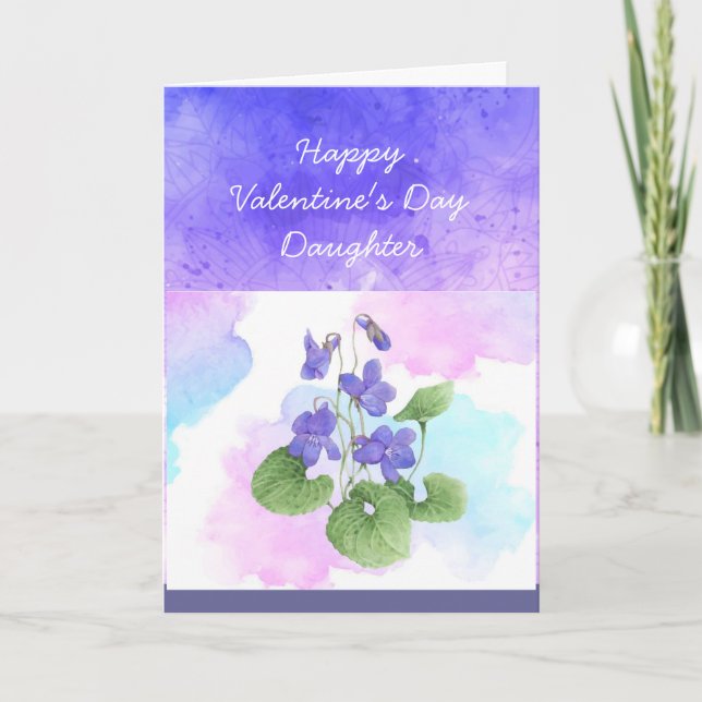 Daughter African Violet Flower Valentine Poem  Holiday Card (Front)