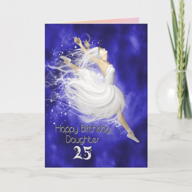 Daughter age 25, leaping ballerina birthday card (Front)