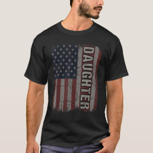 Daughter American Flag Vintage Mother's Day 4th of T-Shirt