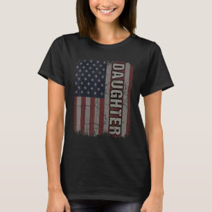 Daughter American Flag Vintage Mother's Day 4th of T-Shirt