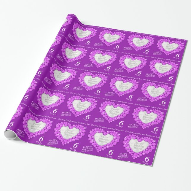 Daughter Amethyst anniversary photo and year wrap Wrapping Paper (Unrolled)