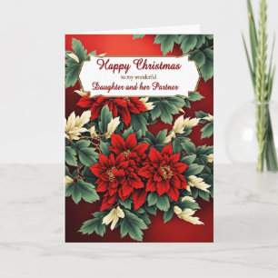 Daughter and her Partner Christmas Poinsettias Holiday Card