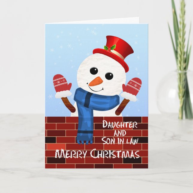 Daughter and Son in Law Christmas Snowman Holiday Card (Front)