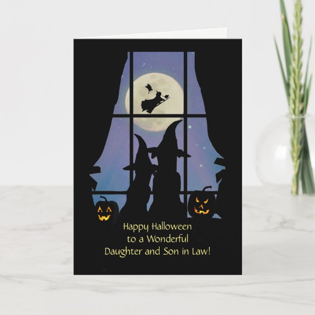 Daughter and Son in Law Halloween Cute Dogs Card (Front)