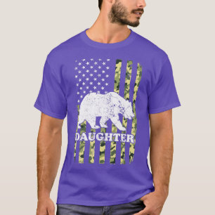 Daughter Bear Camping Hiking Camouflage USA Americ T-Shirt