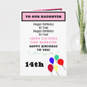 Daughter Birthday Balloons Cupcakes NAME Any Age Card
