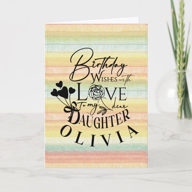 Daughter  Birthday Calligraphy Custom Name  Modern Card (Front)