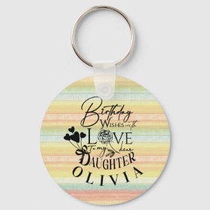 Daughter  Birthday Calligraphy Custom Name  Modern Key Ring