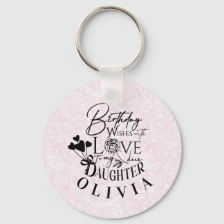 Daughter  Birthday Calligraphy Custom Name  Modern Key Ring
