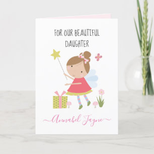 Daughter  birthday fairy girls pink whimsical card