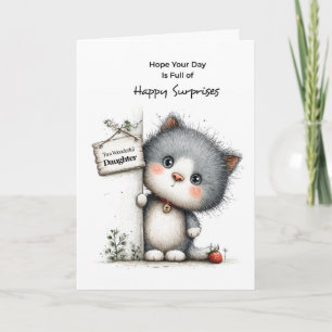 Daughter Birthday Kitten Cat Happy Surprises Card