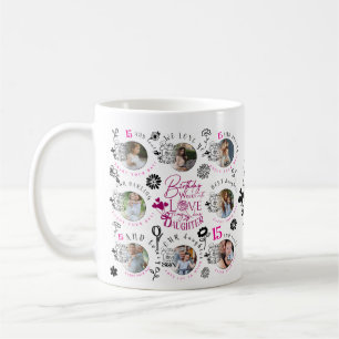 Daughter Birthday Photo Collage Typography  Coffee Mug