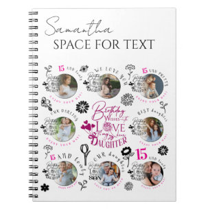 Daughter Birthday Photo Collage Typography  Notebook