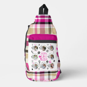 Daughter Birthday Photo Collage Typography Sling Bag