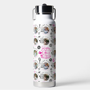 Daughter Birthday Photo Collage Typography Water Bottle