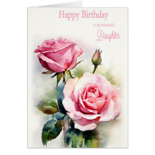 Daughter Birthday Roses Painted Watercolor 