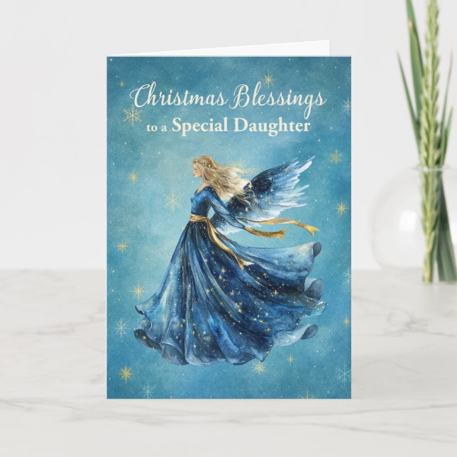 Daughter Christmas Blessings Angel of Light Card (Front)