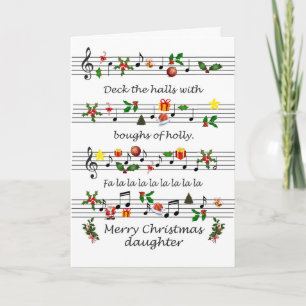 Daughter Christmas Sheet Music Deck The Halls Holiday Card