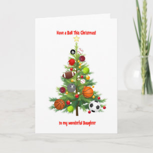 Daughter Christmas Tree Decorated With Balls Holiday Card