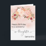 Daughter Custom Floral Peach Watercolor Birthday Card<br><div class="desc">This design may be personalised in the area provided by changing the photo and/or text. Or it can be customised by clicking Personalise this Template and then choosing the click to customise further option and delete or change the colour of the background, add text, change the text colour or style,...</div>