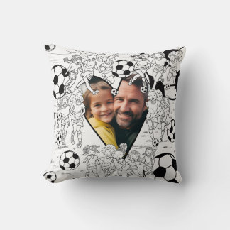 Daughter Dad Football Color In Photo Cushion