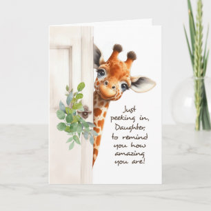 Daughter Encouragement Giraffe Peeking Around Door Card